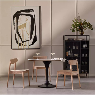 Four Hands Powell Dining Table - White Marble - 42"