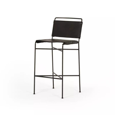 Four Hands Wharton Bar Stool - Distressed Black