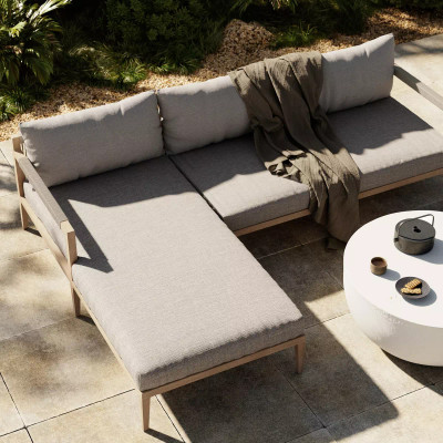 Four Hands Sherwood Outdoor 2 - Piece Sectional, Washed Brown - Left Chaise - Stone Grey