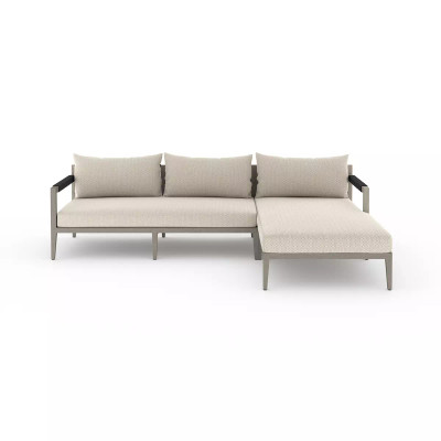 Four Hands Sherwood Outdoor 2 - Piece Sectional, Weathered Grey - Right Chaise - Faye Sand