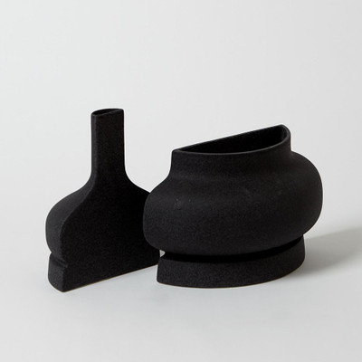 Studio A Flat Back Vase - Black Crust - Lg