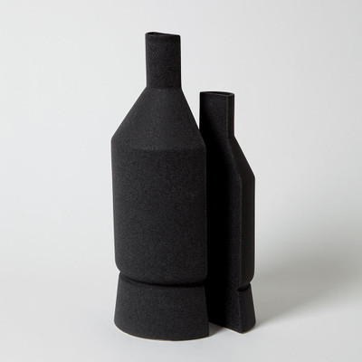 Studio A Flat Back Vase - Black Crust - Lg