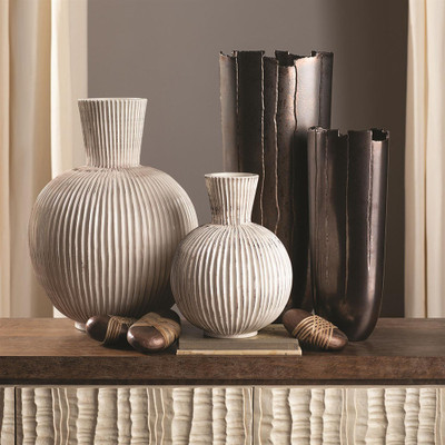 Studio A Furrow Sphere Vase - Lg