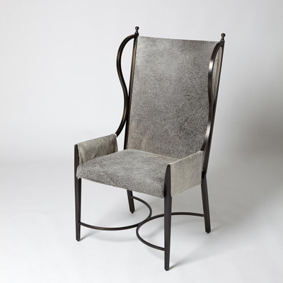 Studio A Iron Wing Chair w/Grey Hair - on - Hide
