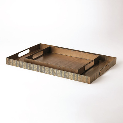 Studio A Kokoro Etched Rectangular Tray - Brass - Sm