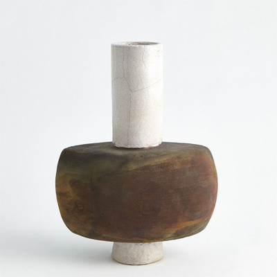 Studio A Rust Cylinder Raku Vase - Flared Base