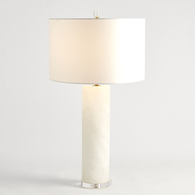 Alabaster Cylinder Table Lamp - Brass