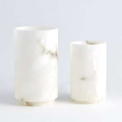 Global Views Alabaster Cylinder Vase - White - Lg