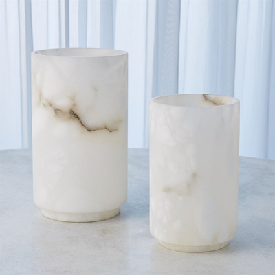 Global Views Alabaster Cylinder Vase - White - Sm