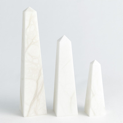 Global Views Alabaster Obelisque - White - Med