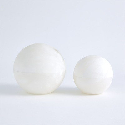 Global Views Alabaster Sphere Box - White - Lg