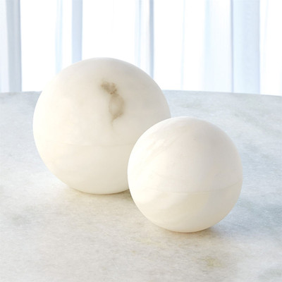 Global Views Alabaster Sphere Box - White - Sm