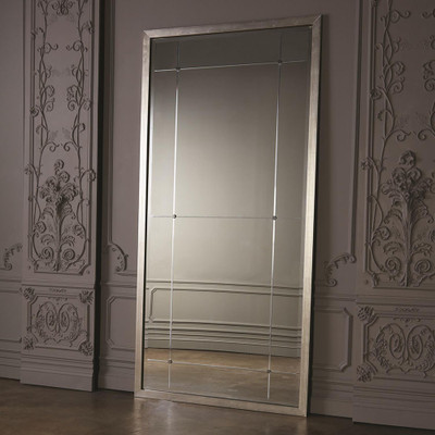 Global Views Beaumont Floor Mirror - Silver Leaf