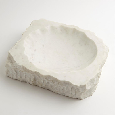 Global Views Chiseled Block Bowl - White Marble