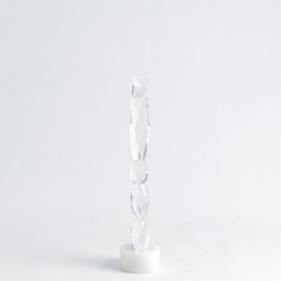 Global Views Facette Column Sculpture - White Base - Sm