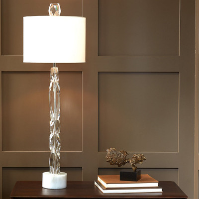 Global Views Facette Lamp W/White Marble Base