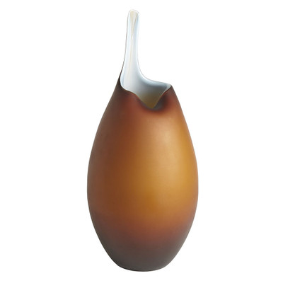 Global Views Frosted Amber Vase W/Blue Casing - Sm