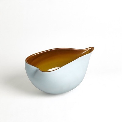 Global Views Frosted Blue Bowl W/Amber Casing - Lg