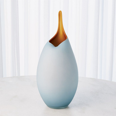 Global Views Frosted Blue Vase w/Amber Casing - Lg