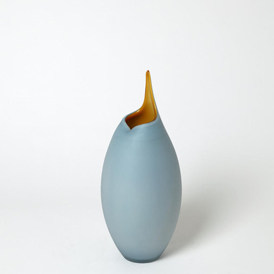 Global Views Frosted Blue Vase w/Amber Casing - Sm