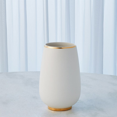 Global Views Gold Rim Bulb Vase - White - Lg
