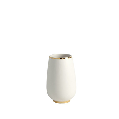 Global Views Gold Rim Bulb Vase - White - Med