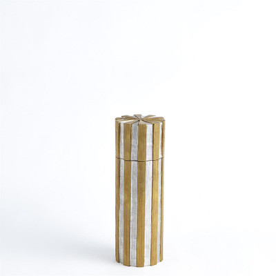 Global Views High Metal Vertical Stripe Box - Nickel/Brass - Sm (Closeout)