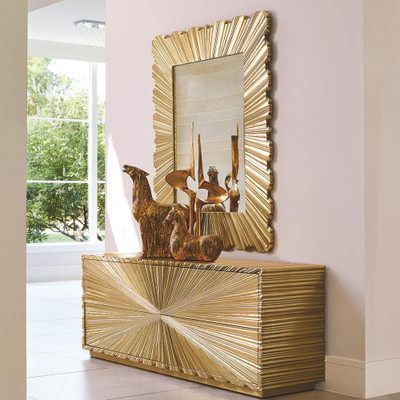 Global Views Linenfold Mirror - Brass - Lg