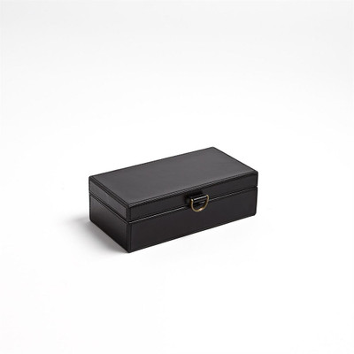 Global Views Marbled Leather D Ring Box - Black - Lg