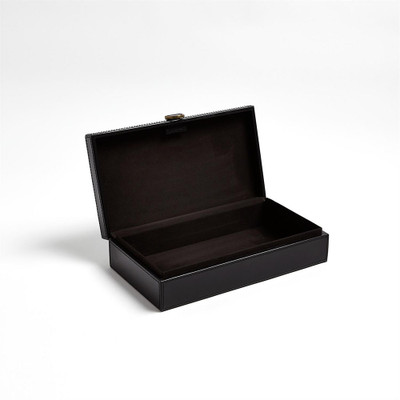 Global Views Marbled Leather D Ring Box - Black - Lg