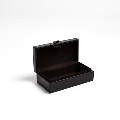 Global Views Marbled Leather D Ring Box - Black - Med