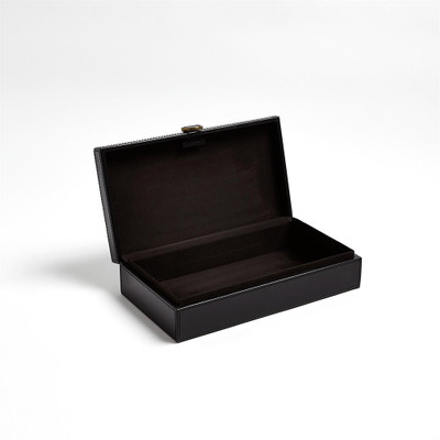 Global Views Marbled Leather D Ring Box - Black - Med