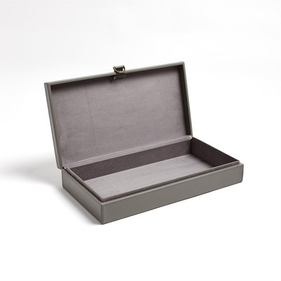 Global Views Marbled Leather D Ring Box - Dark Grey - Lg