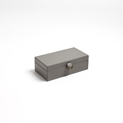 Global Views Marbled Leather D Ring Box - Dark Grey - Lg