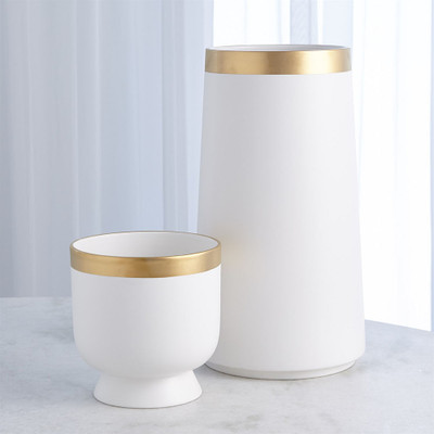 Modern Gold Banded Vase - Lg