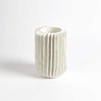 Global Views Radiator Swirl Vase - Matte White - Sm