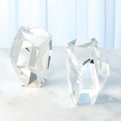 Global Views S/2 Crystal Bookends - Clear