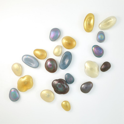 Global Views S/5 Glass Wall Gems - Amber W/Gold