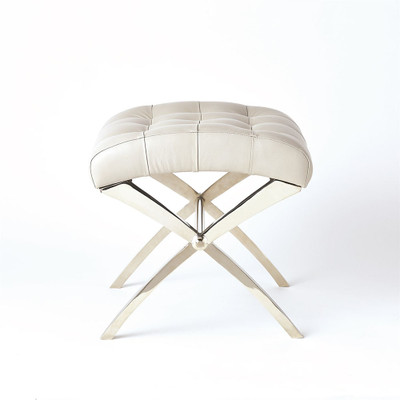 Global Views Scarlet Stool - Nickel w/Grey Leather