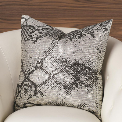 Shimmer Snake Skin Pillow - Silver