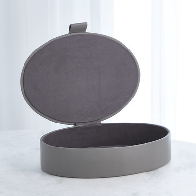 Global Views Signature Oval Leather Box - Mist - Lg