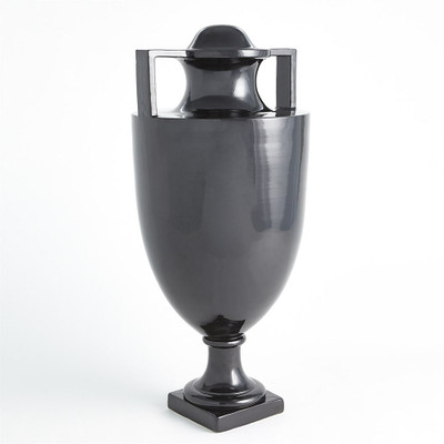 Global Views Square Handle Amphora Urn - Matte Black