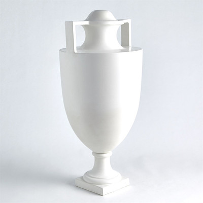 Global Views Square Handle Amphora Urn - Matte White