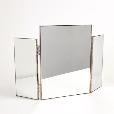 Global Views Tri - Fold Vanity Mirror - Nickel