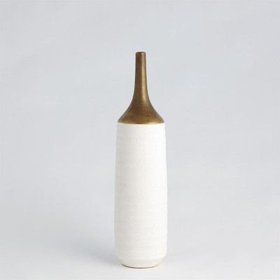 Global Views Two - Toned Vase - Gold/White - Lg