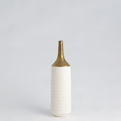 Global Views Two - Toned Vase - Gold/White - Med
