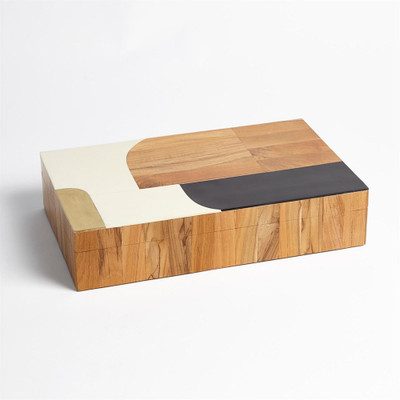 Global Views Wooden Inlaid Box - Black/Ivory - Med