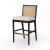 Four Hands Antonia Cane Armless Bar Stool - Brushed Ebony - Savile Flax