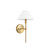 Worlds Away One Light Sconce - White Linen Coolie Shade - Brushed Brass And Cerused Oak