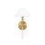 Worlds Away One Light Sconce - White Linen Coolie Shade - Brushed Brass And White Lacquer